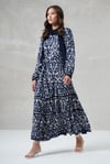 MissWhence 35804 Desenli Elbise - Lacivert