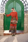MissWhence 35813 Patchwork İpek Elbise-Oranj
