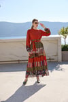 MissWhence 35813 Patchwork İpek Elbise-Oranj