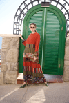 MissWhence 35813 Patchwork İpek Elbise-Oranj