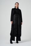 MissWhence 36410 Kadife Patchwork Pardesü - Siyah