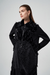 MissWhence 36410 Kadife Patchwork Pardesü - Siyah