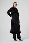 MissWhence 36410 Kadife Patchwork Pardesü - Siyah