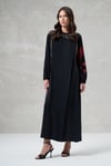 MissWhence 36818 Baskı Detaylı Cupro Elbise - Siyah