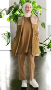 MODAL&KAPİTONE TUNİK YELEK PANTOLON TAKIM - CAMEL