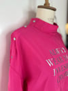 Moodbasic Baskılı Çıtçıtlı Sweatshırt - Fuşya