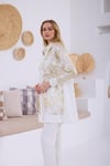 MOODBASIC GOLD BASKILI DESENLİ KETEN KAP - EKRU
