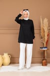 Moodbasic MB21.289 KABARTMA DESENLİ SCUBA TUNİK - SİYAH