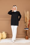 Moodbasic MB21.289 KABARTMA DESENLİ SCUBA TUNİK - SİYAH