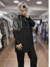 Moodbasic MB24.517 TAŞLI KORDONLU KREP TAKIM - SİYAH