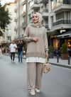 Moodbasic MB30.40 KAPÜŞONLU SERPME ÜÇLÜ TRİKO TAKIM - KAHVERENGİ