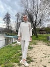 Moodbasic Nakış Detayşo Çizgili Takım - Bej