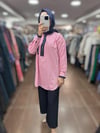 MOODBASIC RENKLİ GARNİLİ ÇİZGİLİ GÖMLEK - FUŞYA