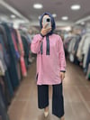 MOODBASIC RENKLİ GARNİLİ ÇİZGİLİ GÖMLEK - FUŞYA