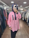 MOODBASIC RENKLİ GARNİLİ ÇİZGİLİ GÖMLEK - FUŞYA