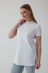 Moodbasic Taşlı Şeritli T-Shırt - Ekru