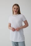 Moodbasic Taşlı Şeritli T-Shırt - Ekru