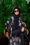 Moodbasic YAPRAK DESENLİ PAREO - SİYAH