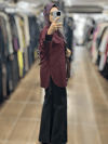 MY312 27W8906 ARKASI DANTELLİ TUNİK - BORDO