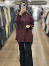 MY312 27W8906 ARKASI DANTELLİ TUNİK - BORDO