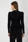 ON FASHION 26K.ON.KZK.60415.01 ÖNÜ TRANSPARAN TAŞLI KADİFE KAZAK - SİYAH