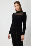 ON FASHION 26K.ON.KZK.60415.01 ÖNÜ TRANSPARAN TAŞLI KADİFE KAZAK - SİYAH
