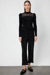 ON FASHION 26K.ON.KZK.60415.01 ÖNÜ TRANSPARAN TAŞLI KADİFE KAZAK - SİYAH