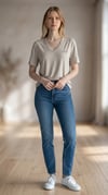 ON FASHION 26Y.ON.BLZ.71455.01 V YAKA YARIM KOL BLUZ - KUM