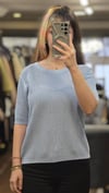 ON FASHION 26Y.ON.BLZ.79307.01 SIFIR YAKA KISA KOL BLUZ - MAVİ