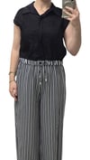 ON FASHION 26Y.ON.PNT.74903.01 BOL ÇİZGİLİ PANTOLON - SİYAH