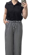 ON FASHION 26Y.ON.YLK.74902.01 ÇİZGİLİ DÜĞMELİ SIFIR YAKA YELEK - SİYAH