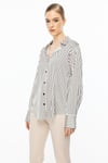 ON FASHION 54342 SATEN GÖMLEK - ÇİZGİLİ SİYAH
