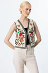 ON FASHION 56988 ÖNÜ İŞLEMELİ YELEK - EKRU
