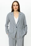 ON FASHION Beli Bağcıklı Çizgili Ceket - Lacivert