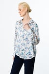 ON FASHION ÇİÇEK DESENLİ V YAKA GÖMLEK - MAVİ