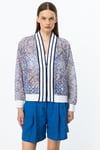 ON FASHION RİBANALI FERMUARLI DESENLİ HIRKA - İNDİGO