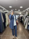 PUREVA MODAL TUNİK & TENCEL YELEK PANTOLON TAKIM - İNDİGO