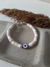 NAZAR BONCUĞU FİGÜRLÜ PEMBE BEYAZ LİNO BİLEKLİK