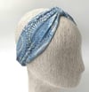 ORTASI BANTLI DESENLİ MAVİ BANDANA BAND06