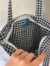 TÜL DETAYLI KARELİ BEYAZ ÇANTA / BEYAZ PLAJ ÇANTASI TKB01