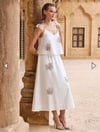 COTTON KUMAŞ NAKIŞ DETAYLI KOLSUZ ELBİSE