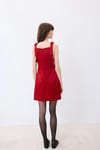 Fiyonk Detaylı Askılı Mini Bordo Elbise
