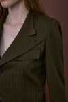 Haki Kruvaze Crop Blazer Ceket