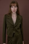 Haki Kruvaze Crop Blazer Ceket