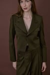Haki Kruvaze Crop Blazer Ceket