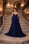 ROMANTİK SİLÜETLİ LACİVERT BALO ELBİSESİ