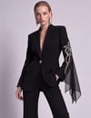 Taş İşlemeli Şifon Detaylı Blazer Ceket