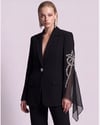 Taş İşlemeli Şifon Detaylı Blazer Ceket