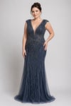 ZARİF BONCUK İŞLEMELİ BÜYÜK BEDEN MAXİ ELBİSE