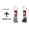 AKMR0021Zekupp Airbus A320 Uçak Modelli Emniyet Kemeri Anahtarlık Gümüş Renk, Dana Derisi Kırmızı Renk Havacılık Anahtarlık, Şişe Açacağı Özelliği